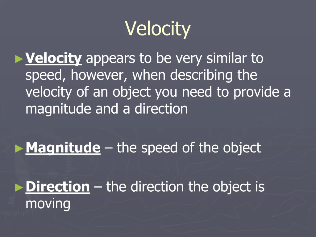 velocity 1