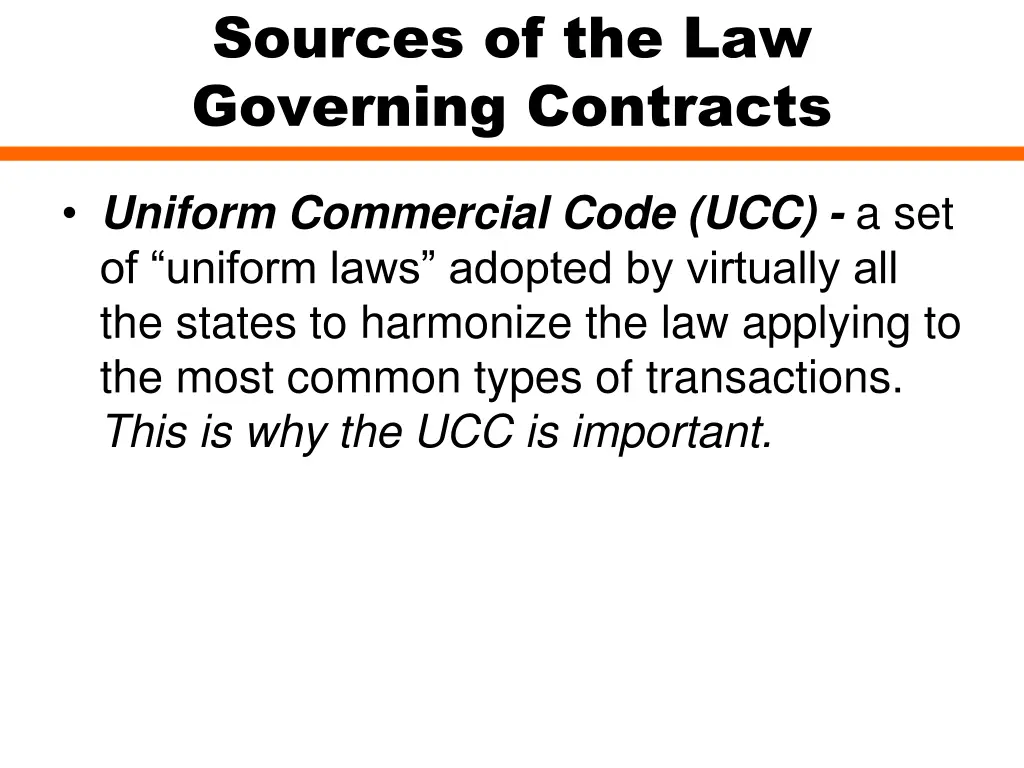 sources of the law governing contracts