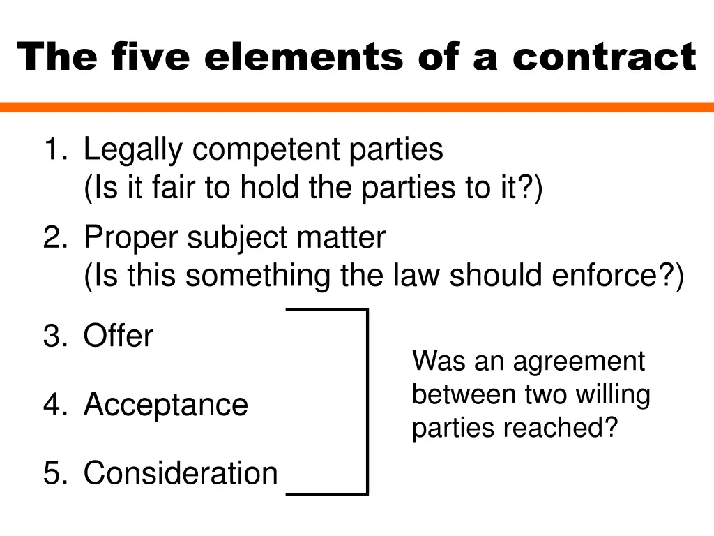 the five elements of a contract