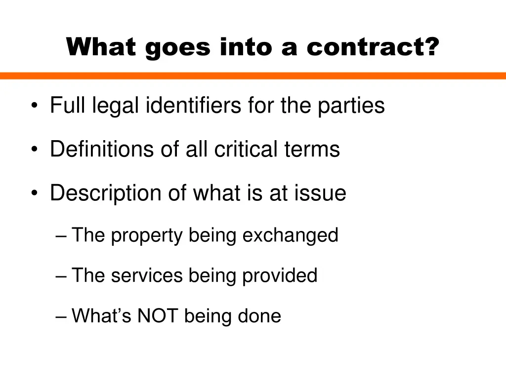 what goes into a contract 1