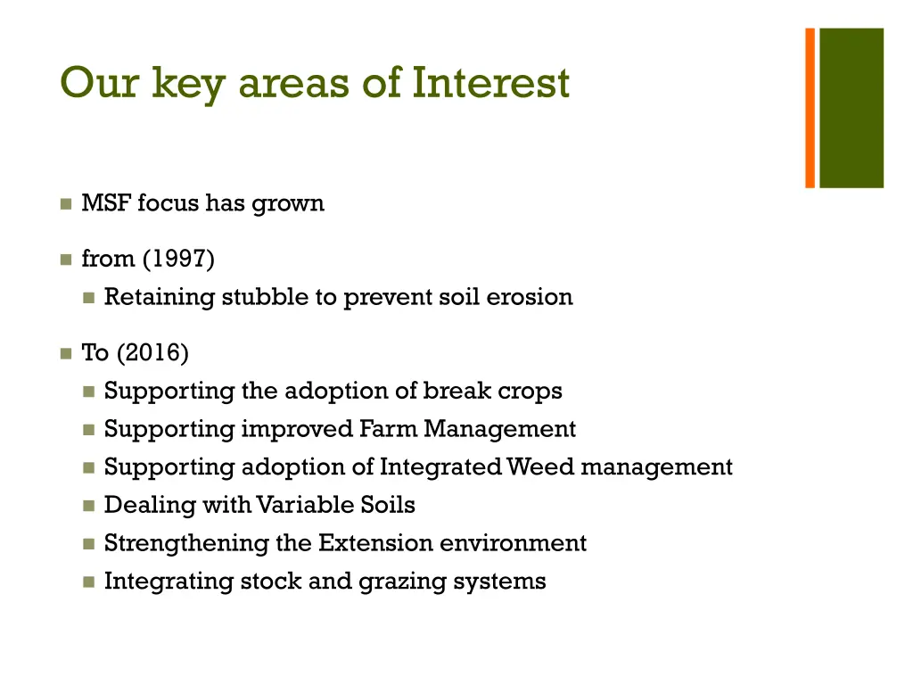 our key areas of interest