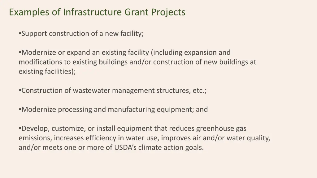 examples of infrastructure grant projects 1