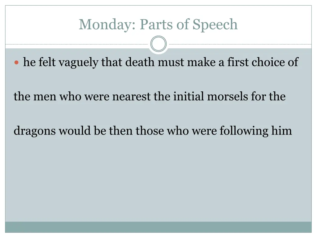 monday parts of speech