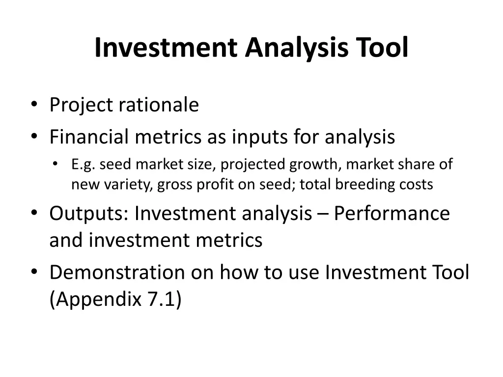 investment analysis tool