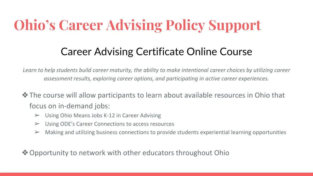 ohio s career advising policy support