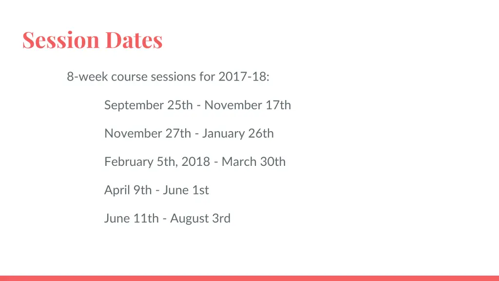 session dates