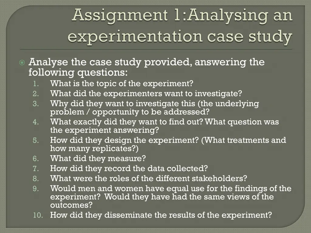 analyse the case study provided answering