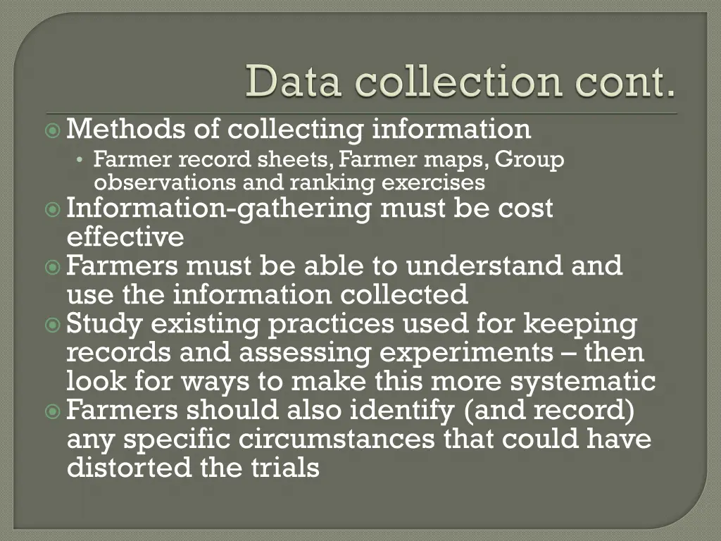 methods of collecting information farmer record