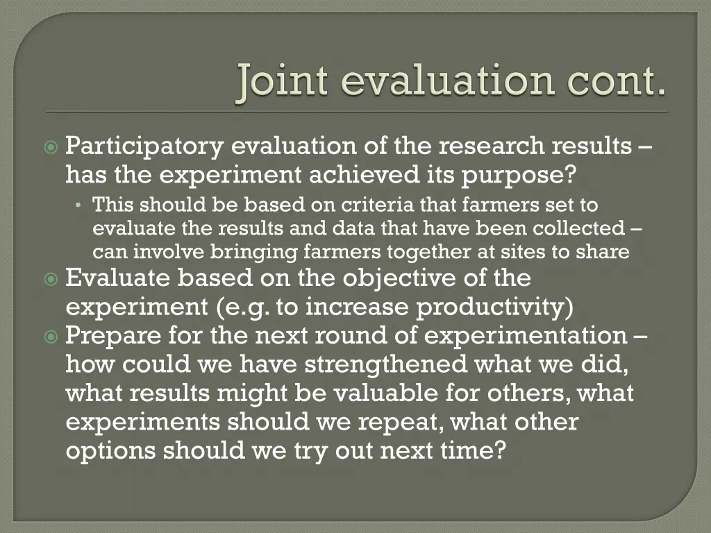 participatory evaluation of the research results