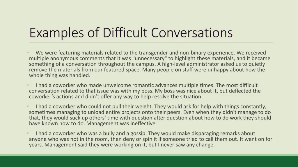 examples of difficult conversations