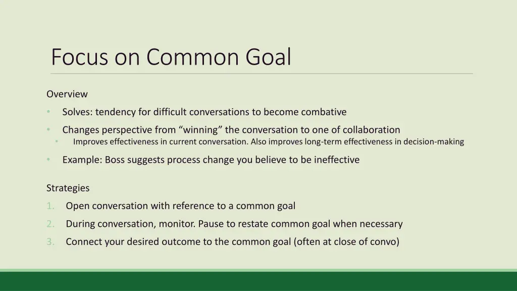 focus on common goal