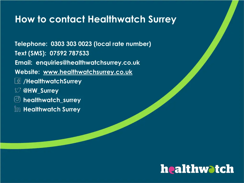 how to contact healthwatch surrey