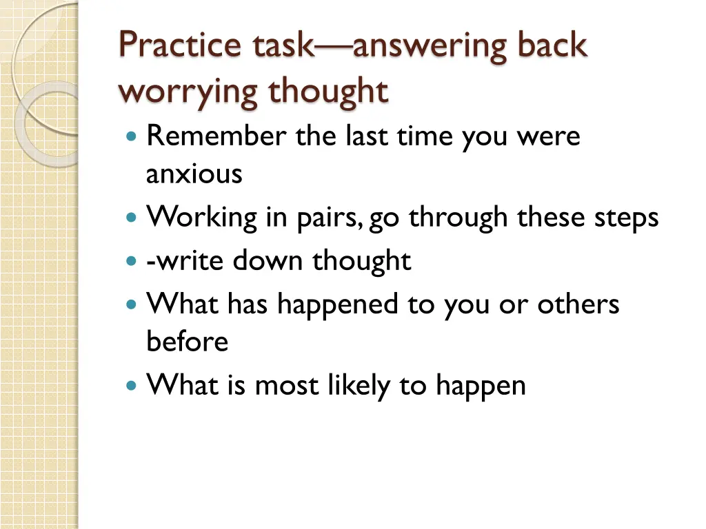 practice task answering back worrying thought