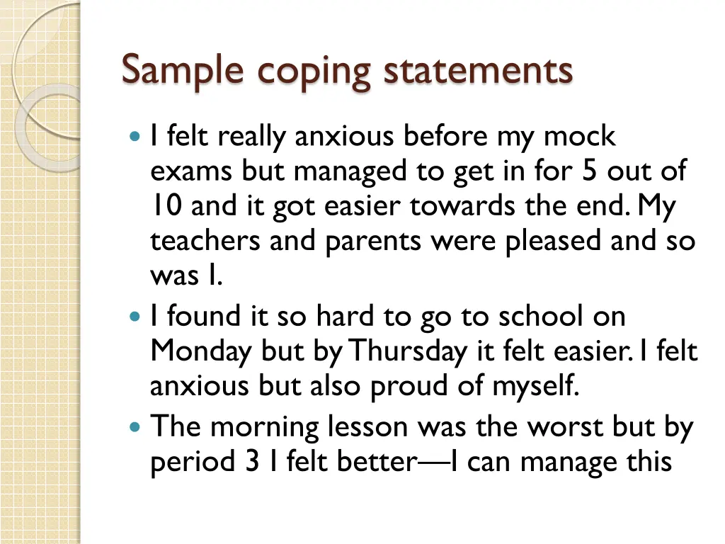 sample coping statements