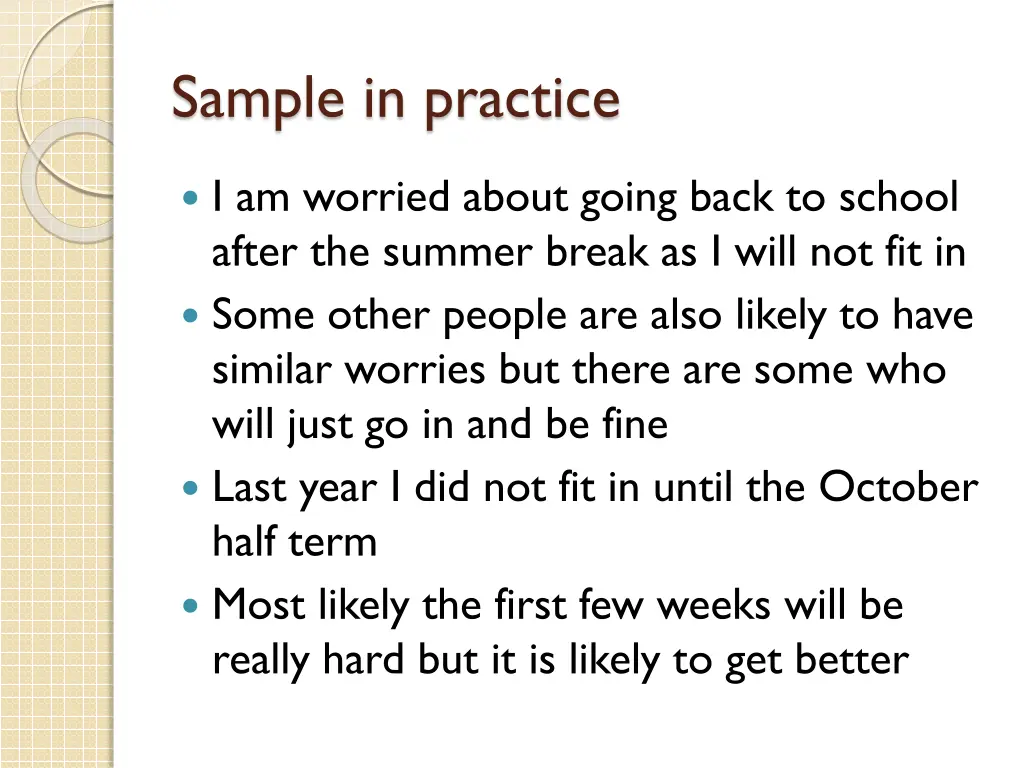 sample in practice