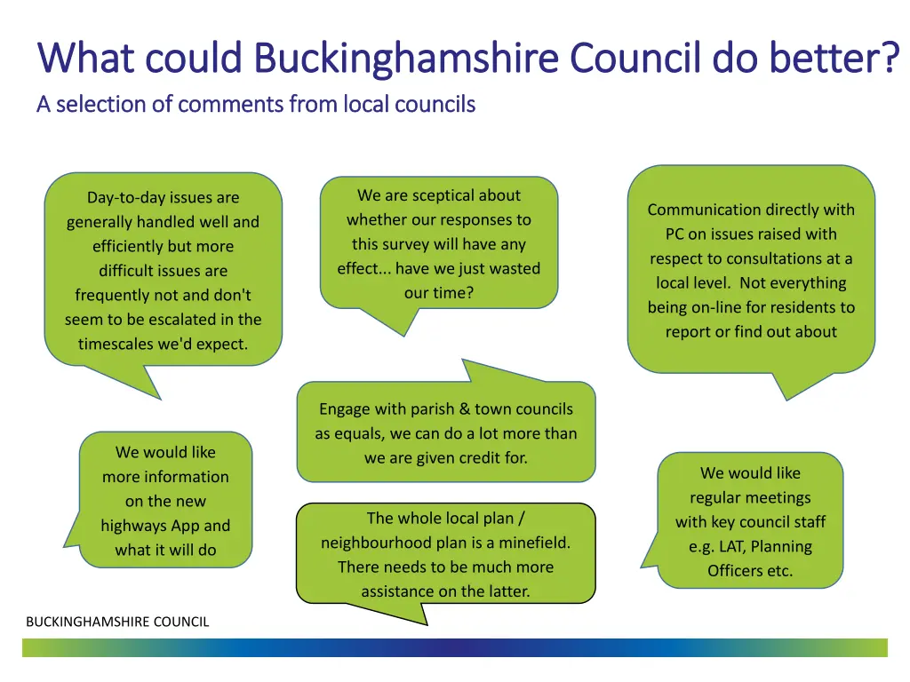 what could buckinghamshire council do better what