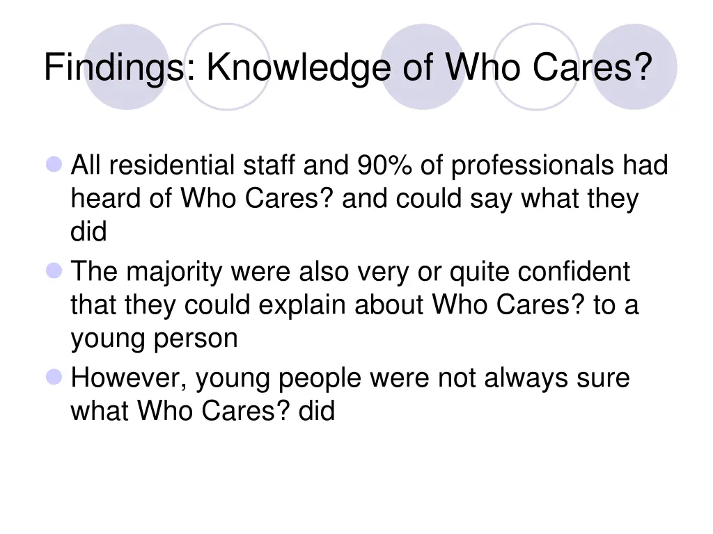 findings knowledge of who cares