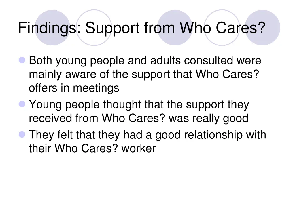 findings support from who cares