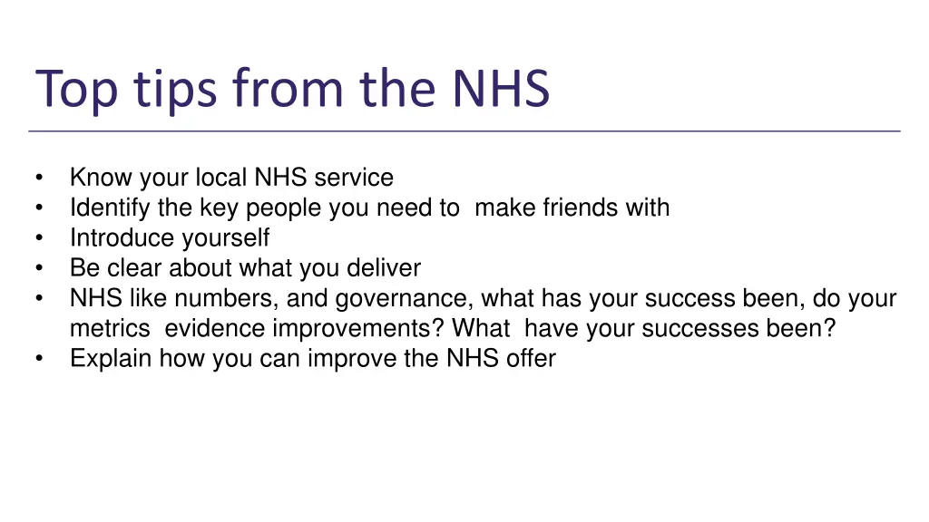 top tips from the nhs