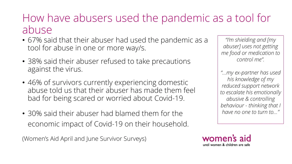 how have abusers used the pandemic as a tool