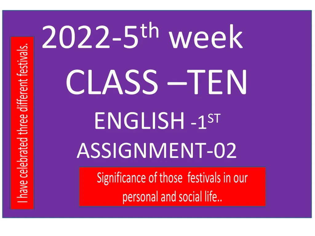 2022 5 th week class ten english 1 st assignment