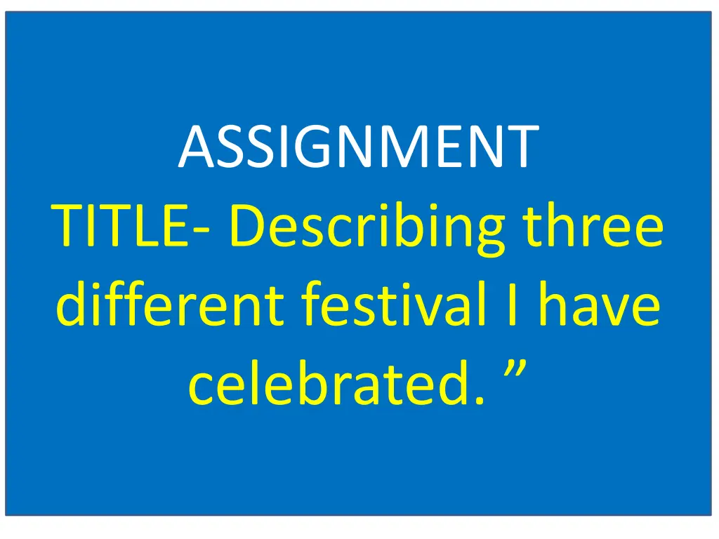 assignment title describing three different