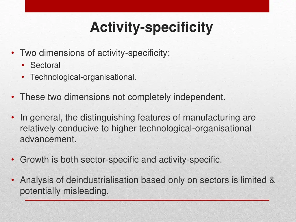 activity specificity