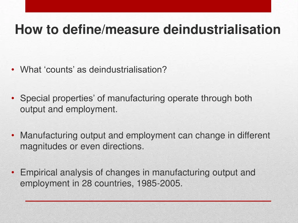 how to define measure deindustrialisation