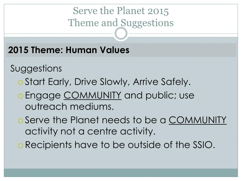 serve the planet 2015 theme and suggestions