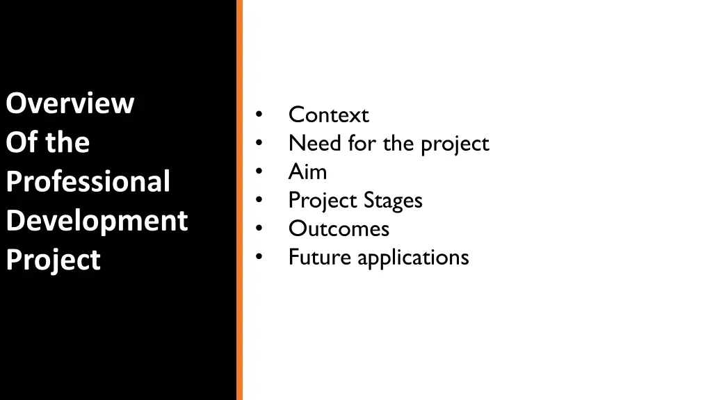 overview of the professional development project