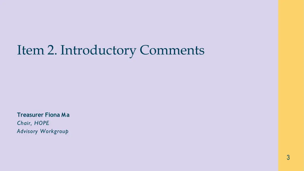 item 2 introductory comments