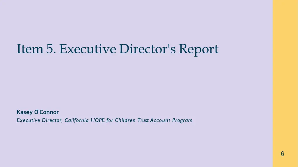 item 5 executive director s report