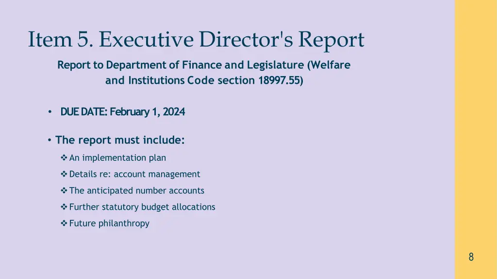 item 5 executive director s report report