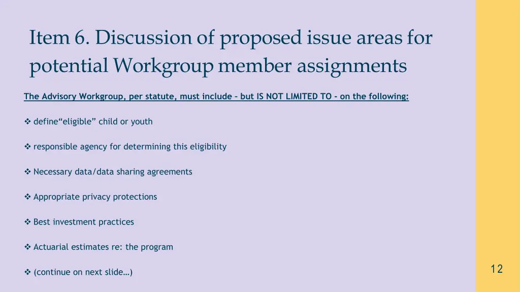 item 6 discussion of proposed issue areas 1