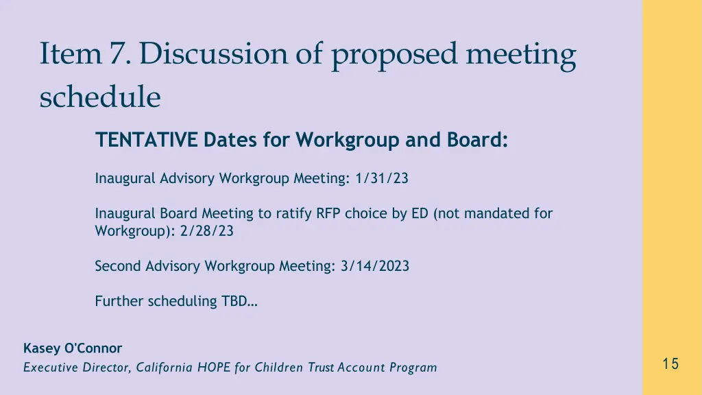 item 7 discussion of proposed meeting schedule 1