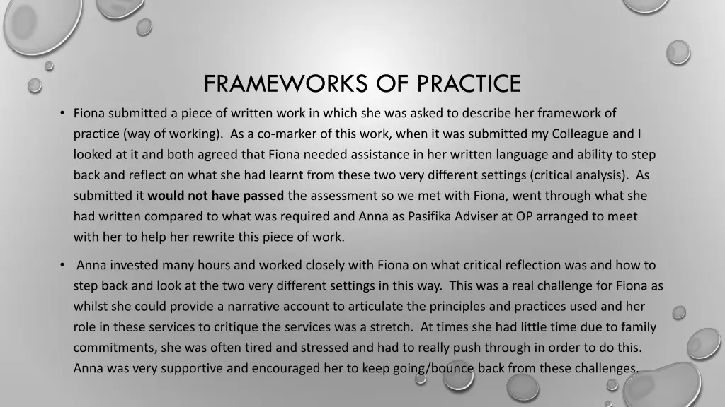 frameworks of practice fiona submitted a piece