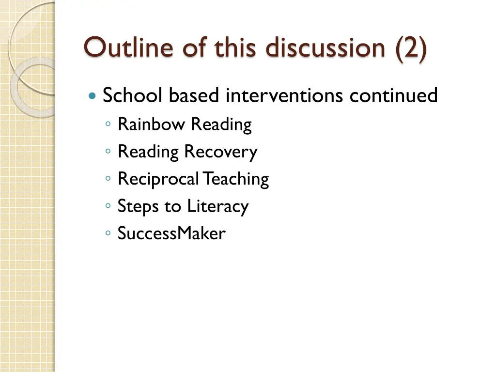 outline of this discussion 2