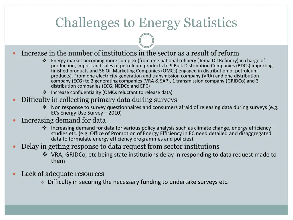 challenges to energy statistics