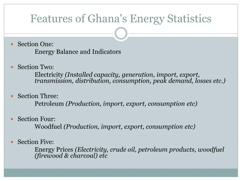 features of ghana s energy statistics