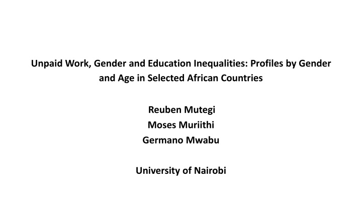 unpaid work gender and education inequalities