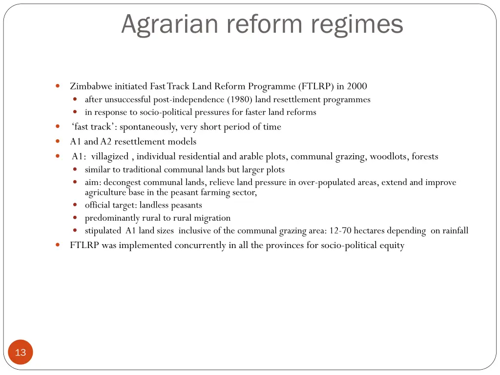 agrarian reform regimes