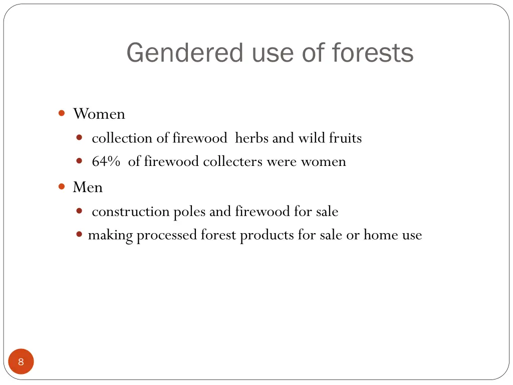 gendered use of forests