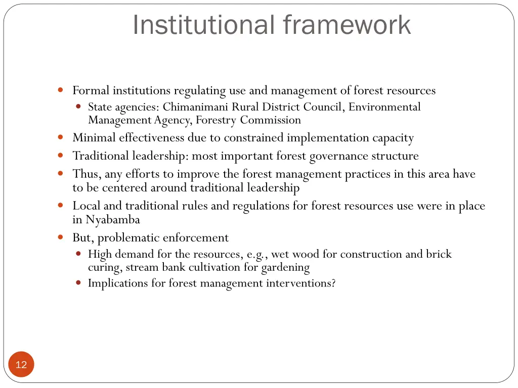 institutional framework