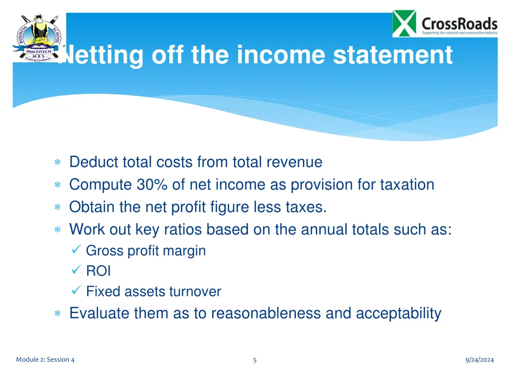 netting off the income statement