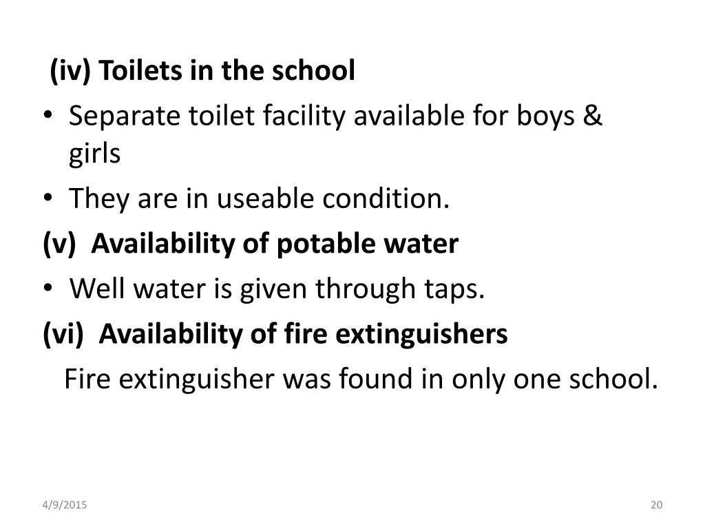 iv toilets in the school separate toilet facility