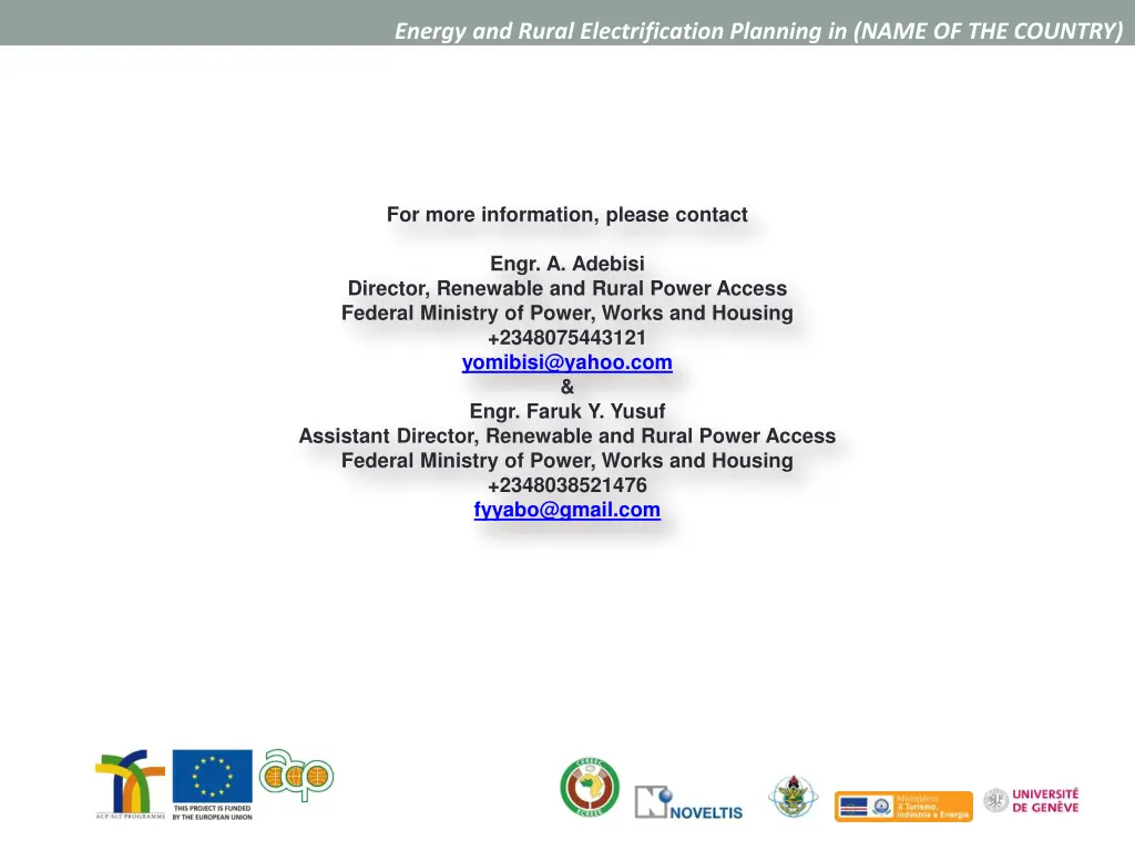 energy and rural electrification planning in name