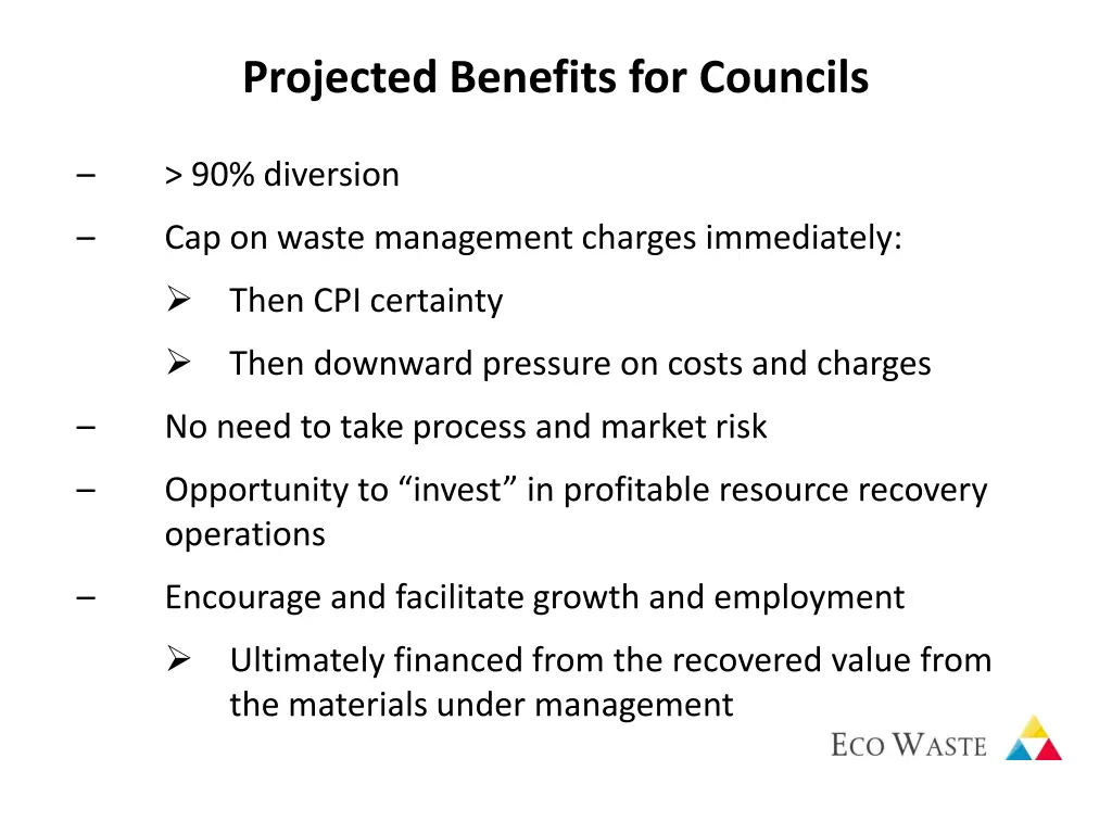 projected benefits for councils