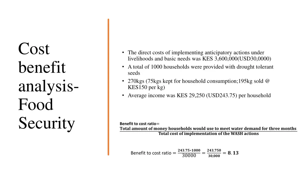 cost benefit analysis food security