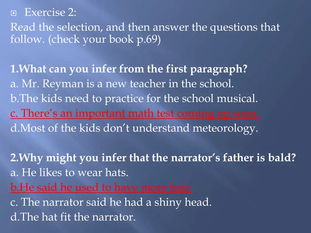 exercise 2 read the selection and then answer