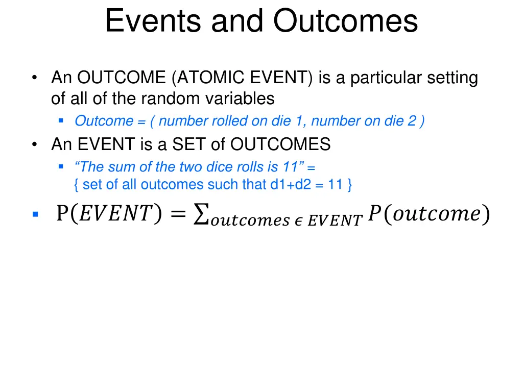 events and outcomes